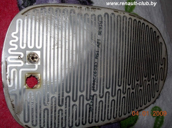 Штатный нагревательный элемент зеркала (Renault Clio после 1994 г.)